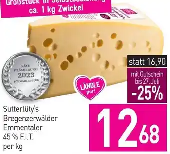 Sutterlüty Sutterlüty's Bregenzerwälder Emmentaler 45% F.i.T. per kg Angebot