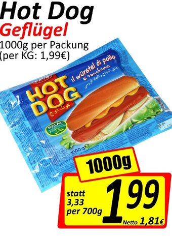 Wurstico Hot Dog Geflügel 1000g Angebot