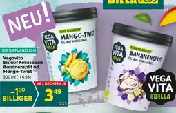 Billa Vegavita Eis auf Kokosbasis Bananensplit od. Mango-Twist 500ml Angebot