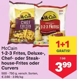 MPreis McCain 1-2-3 Frites, Deluxe-, Chef- oder Steak- house-Frites oder Curvers 500-750g Angebot