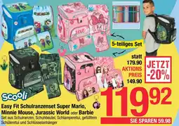 Maximarkt Easy Fit Schulranzenset Super Mario, Minnie Mouse, Jurassic World oder Barbie Angebot