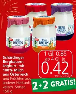 Spar Bergbauern Joghurt Angebot