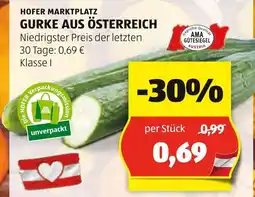 Hofer HOFER MARKTPLATZ GURKE AUS ÖSTERREICH Angebot