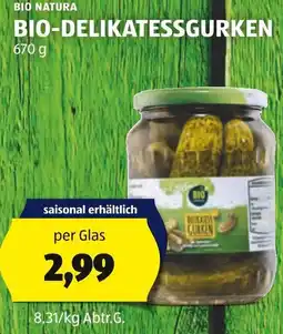 Hofer BIO NATURA BIO-DELIKATESSGURKEN 670g Angebot