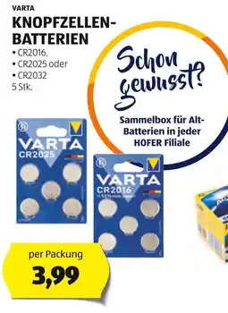 Hofer KNOPFZELLEN- BATTERIEN Angebot