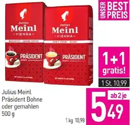 Sutterlüty Julius Meinl Präsident Bohne oder gemahlen 500g Angebot