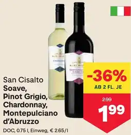 MPreis San Cisalto Soave, Pinot Grigio, Chardonnay, Montepulciano d'Abruzzo 0.75l Angebot
