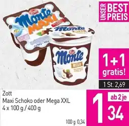 Sutterlüty Zott Maxi Schoko oder Mega XXL 4 x 100 g/400 g Angebot
