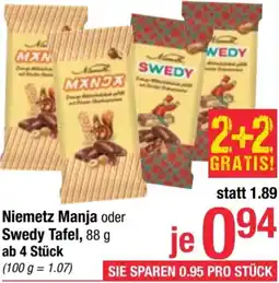Maximarkt Niemetz Manja oder Swedy Tafel, 88 g Angebot