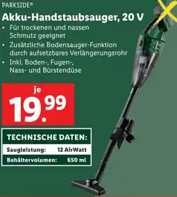Lidl Akku-Handstaubsauger, 20 V Angebot