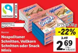 Lidl Neapolitaner Schnitten, Vollkorn Schnitten oder Snack Minis 3x75/ 4x 75g Angebot