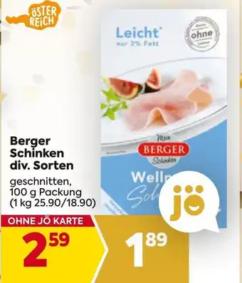 Billa Berger Schinken div. Sorten Angebot