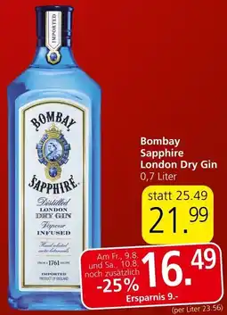 Spar Bombay Sapphire London Dry Gin 0,7 Liter Angebot
