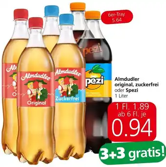 Spar Almdudler original, zuckerfrei oder Spezi 1 Liter Angebot