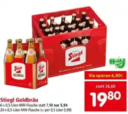 Interspar Stiegl Goldbräu 6x0,5-Liter Angebot