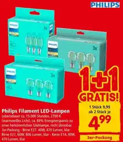 Interspar Philips Filament LED-Lampen Angebot