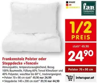 Interspar Frankenstolz Polster oder Steppdecke >>Tencel Angebot