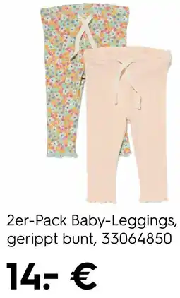2er-Pack Baby-Leggings, gerippt bunt