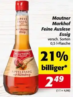 Nah&Frisch Mautner Markhof Feine Auslese Essig 0.5L Angebot