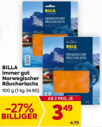 Billa BILLA immer gut Norwegischer Räucherlachs 100g Angebot