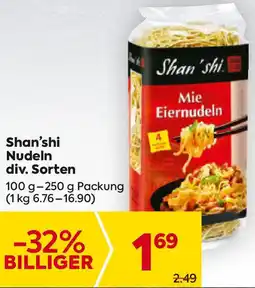 Billa Shan'shi Nudeln 100g-250g Angebot