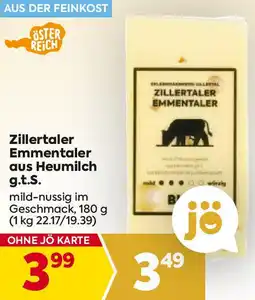 Billa Zillertaler Emmentaler aus Heumilch g.t.S. 180g Angebot