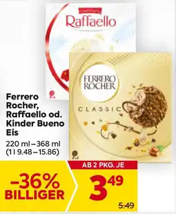 Billa Ferrero Rocher, Raffaello od. Kinder Bueno Eis 220ml-368ml Angebot