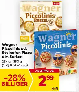 Billa Wagner Piccolinis od. Steinofen Pizza 234g-350g Angebot