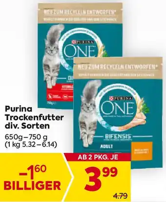 Billa Purina Trockenfutter 650g-750 g Angebot