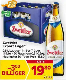 Billa Zwettler Export Lager 0.5 Liter Angebot