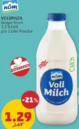 PENNY VOLLMILCH 1 Liter Angebot