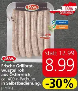 Spar Frische Grillbrat- würstel roh 400g Angebot