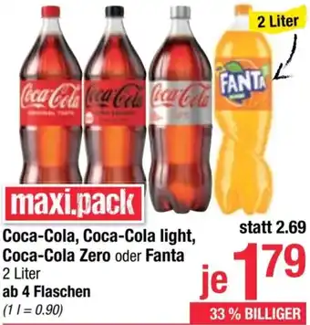 Maximarkt Coca-Cola, Coca-Cola light, Coca-Cola Zero oder Fanta 2 Liter Angebot