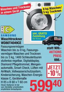 Maximarkt SAMSUNG Waschtrockner WD80T4049CE Angebot