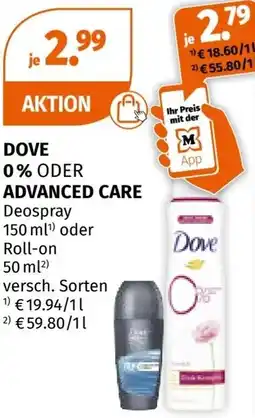 Müller DOVE 0% ODER ADVANCED CARE Angebot