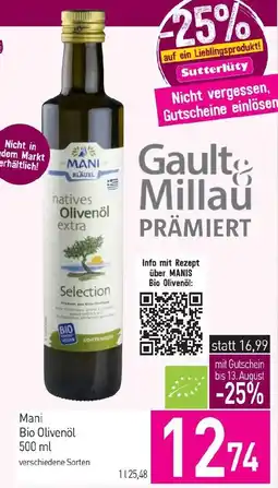 Sutterlüty Mani Bio Olivenöl 500 ml Angebot