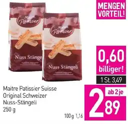 Sutterlüty Maitre Patissier Suisse Original Schweizer Nuss-Stängeli 250 g Angebot