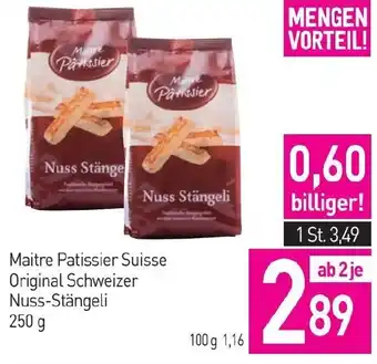 Sutterlüty Maitre Patissier Suisse Original Schweizer Nuss-Stängeli 250 g Angebot
