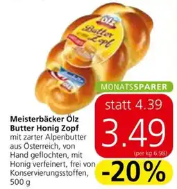 Spar Meisterbäcker Ölz Butter Honig Zopf Angebot