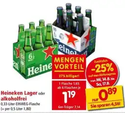 Interspar Heineken Lager oder alkoholfrei Angebot
