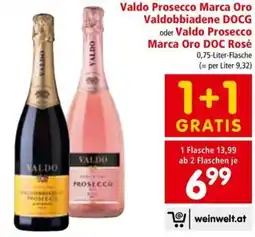Interspar Valdo Prosecco Marca Oro Valdobbiadene DOCG oder Valdo Prosecco Marca Oro DOC Rosé Angebot