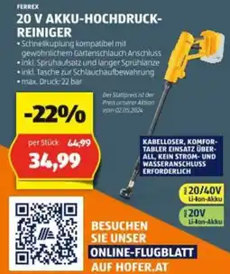 Hofer 20 V AKKU-HOCHDRUCK REINIGER Angebot