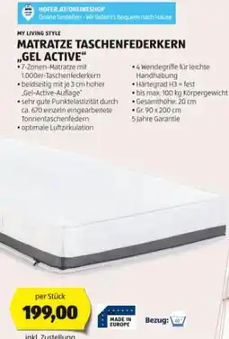 Hofer MATRATZE TASCHENFEDERKERN GEL ACTIVE Angebot
