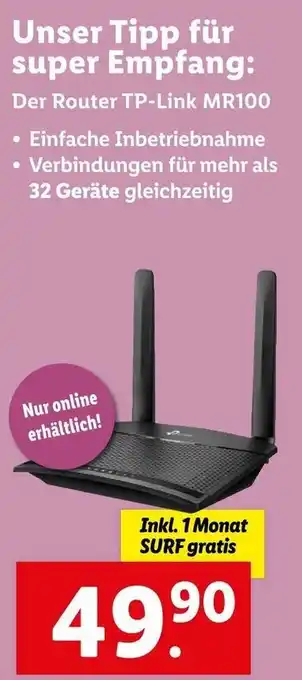 Lidl Der Router TP-Link MR100 Angebot