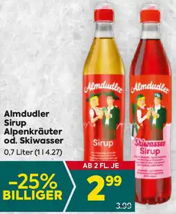 Billa Almdudler Sirup Alpenkräuter od. Skiwasser 0.7 Liter Angebot