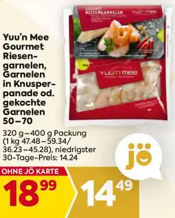 Billa Yuu'n Mee Gourmet Riesen- garnelen, Garnelen in Knusper- panade od. gekochte Garnelen 50-70 320-400g Angebot
