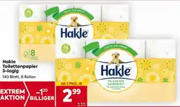 Billa Hakle Toilettenpapier 3-lagig 140 Blatt, 8 Rollen Angebot