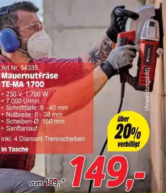 Zgonc Mauernutfräse TE-MA 1700 Angebot