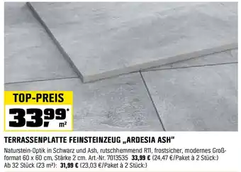 OBI TERRASSENPLATTE FEINSTEINZEUG,,ARDESIA ASH Angebot