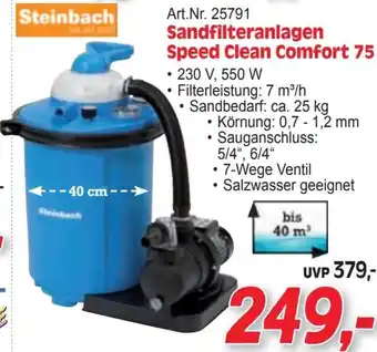 Zgonc Sandfilteranlagen Speed Clean Comfort 75 Angebot